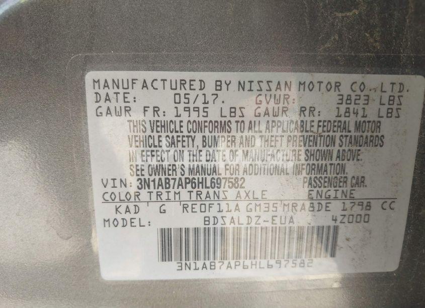 Photo 9 of 2017 Nissan Sentra SV (VIN 3N1AB7AP6HL697582)