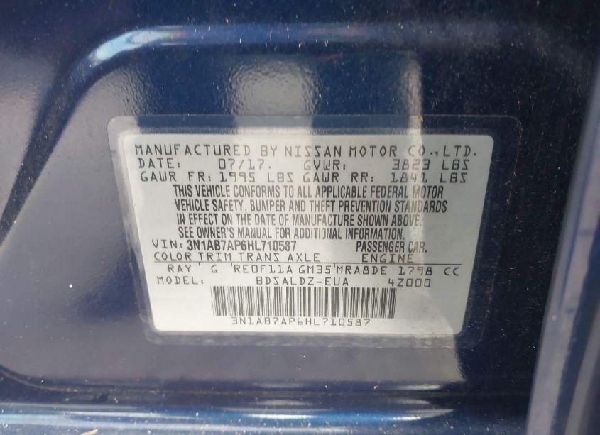 Photo 9 of 2017 Nissan Sentra SV (VIN 3N1AB7AP6HL710587)