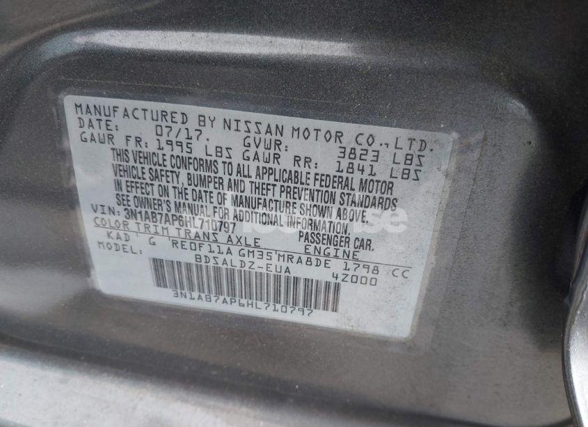 Photo 9 of 2017 Nissan Sentra SV (VIN 3N1AB7AP6HL710797)