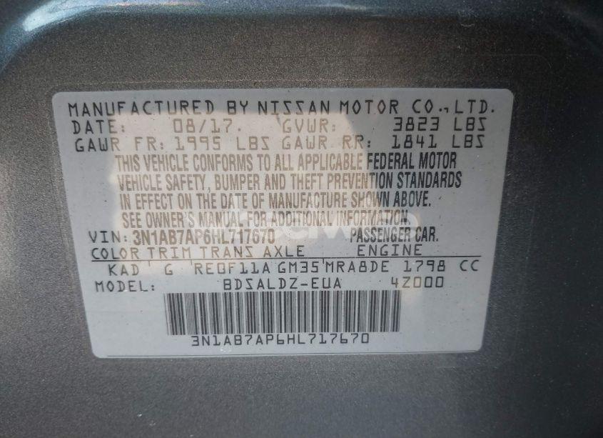 Photo 9 of 2017 Nissan Sentra SV (VIN 3N1AB7AP6HL717670)