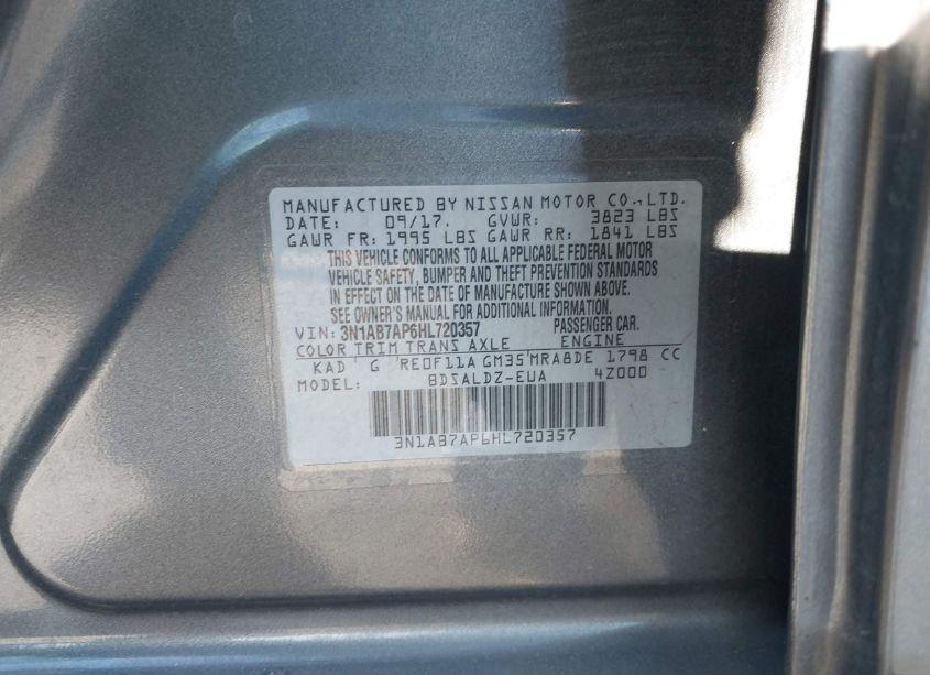 Photo 9 of 2017 Nissan Sentra SV (VIN 3N1AB7AP6HL720357)