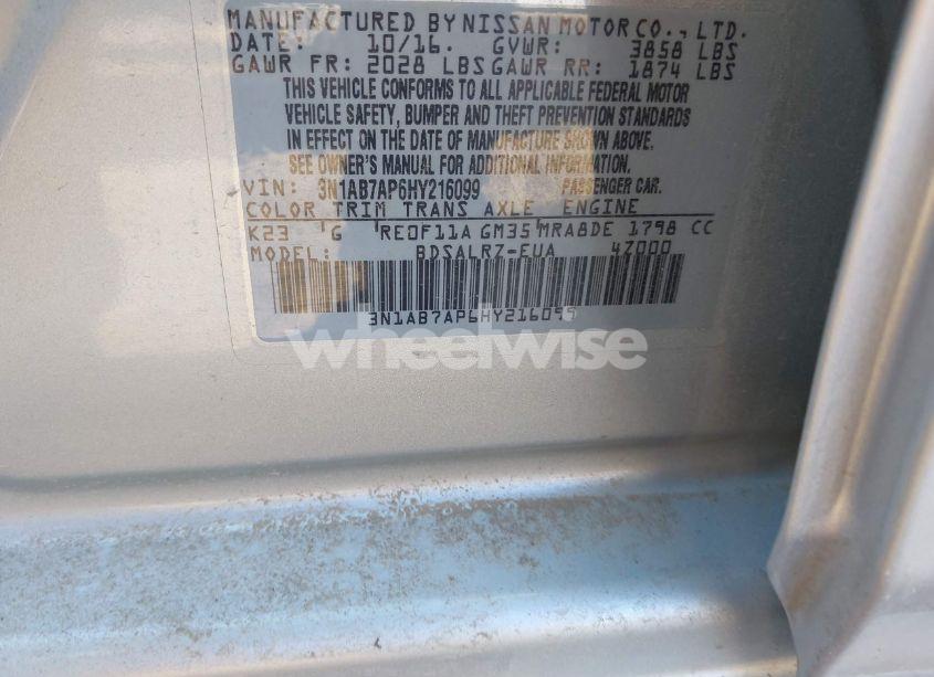 Photo 9 of 2017 Nissan Sentra SR (VIN 3N1AB7AP6HY216099)