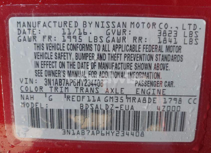 Photo 9 of 2017 Nissan Sentra SV (VIN 3N1AB7AP6HY234408)