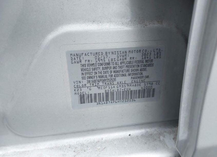 Photo 9 of 2017 Nissan Sentra S (VIN 3N1AB7AP6HY252536)