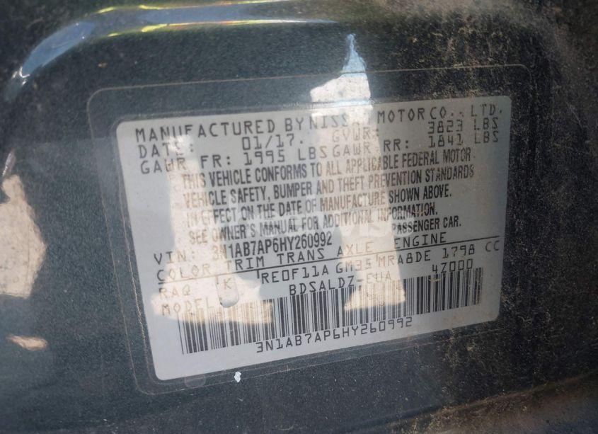 Photo 9 of 2017 Nissan Sentra SV (VIN 3N1AB7AP6HY260992)