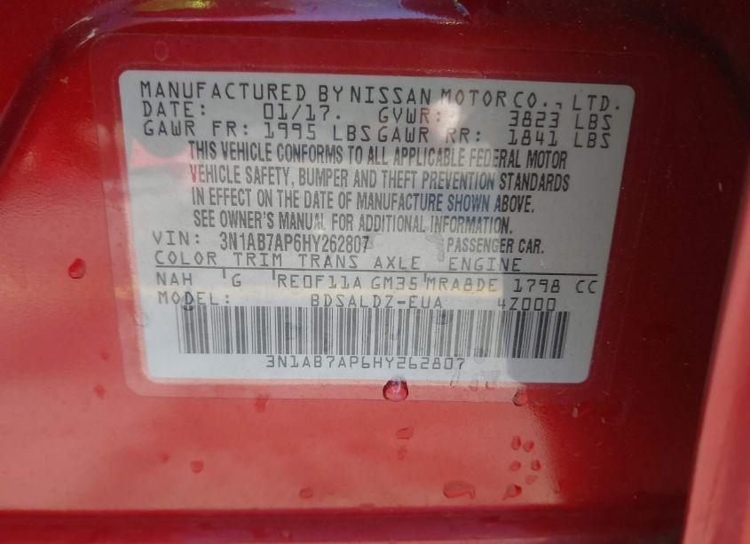 Photo 9 of 2017 Nissan Sentra SV (VIN 3N1AB7AP6HY262807)