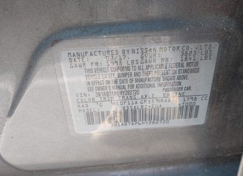 Photo 9 of 2017 Nissan Sentra S (VIN 3N1AB7AP6HY282720)