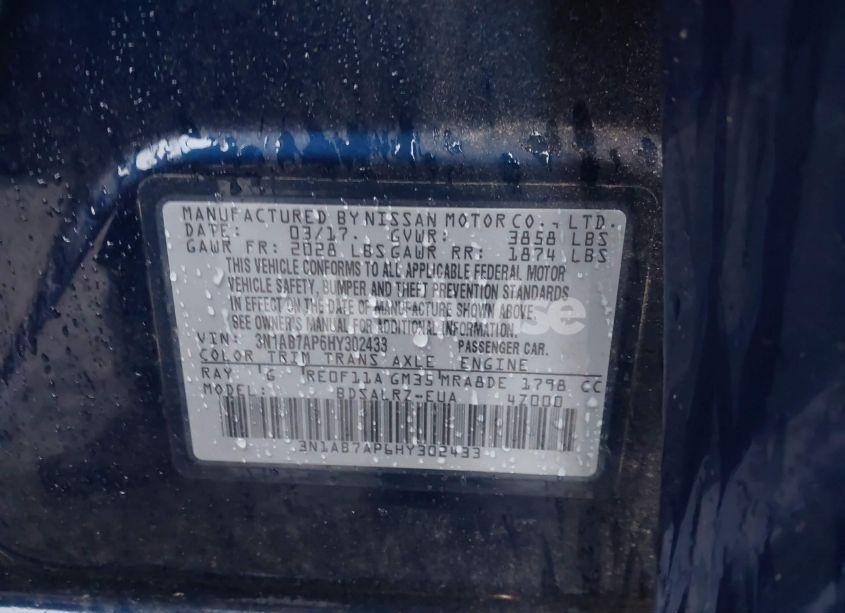 Photo 9 of 2017 Nissan Sentra SR (VIN 3N1AB7AP6HY302433)