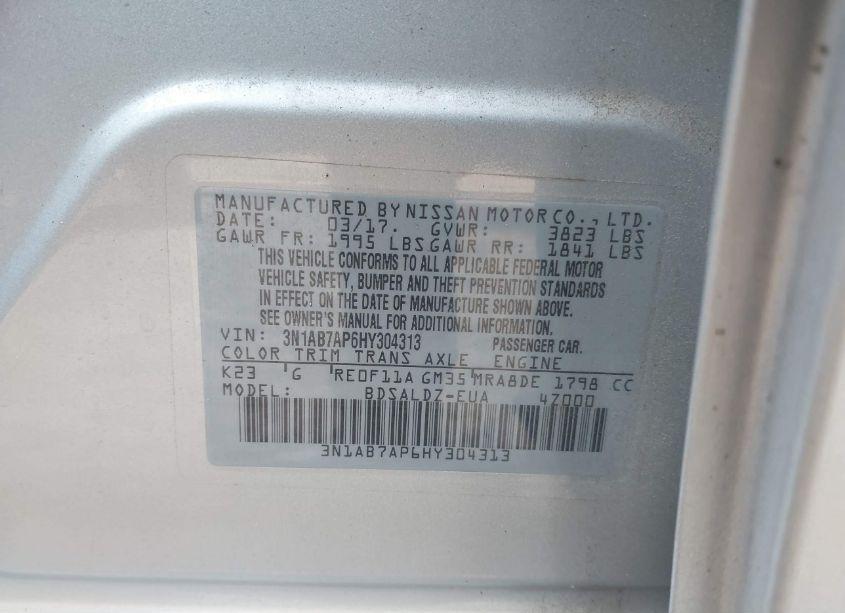 Photo 9 of 2017 Nissan Sentra SV (VIN 3N1AB7AP6HY304313)