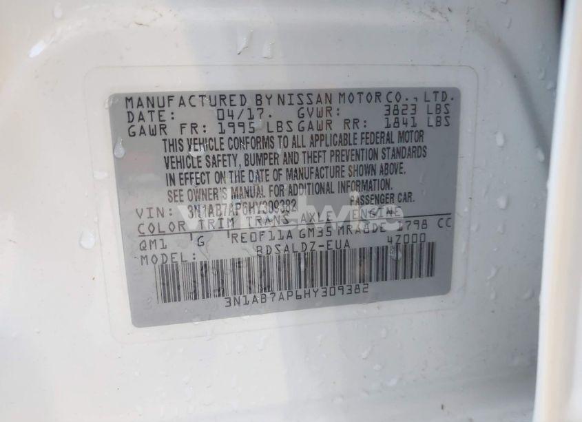 Photo 9 of 2017 Nissan Sentra SV (VIN 3N1AB7AP6HY309382)