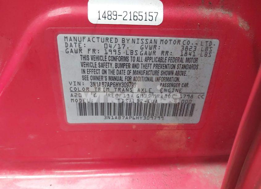 Photo 9 of 2017 Nissan Sentra SV (VIN 3N1AB7AP6HY309799)