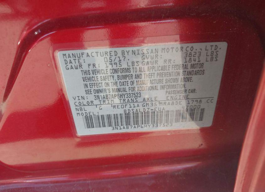 Photo 9 of 2017 Nissan Sentra SV (VIN 3N1AB7AP6HY337523)