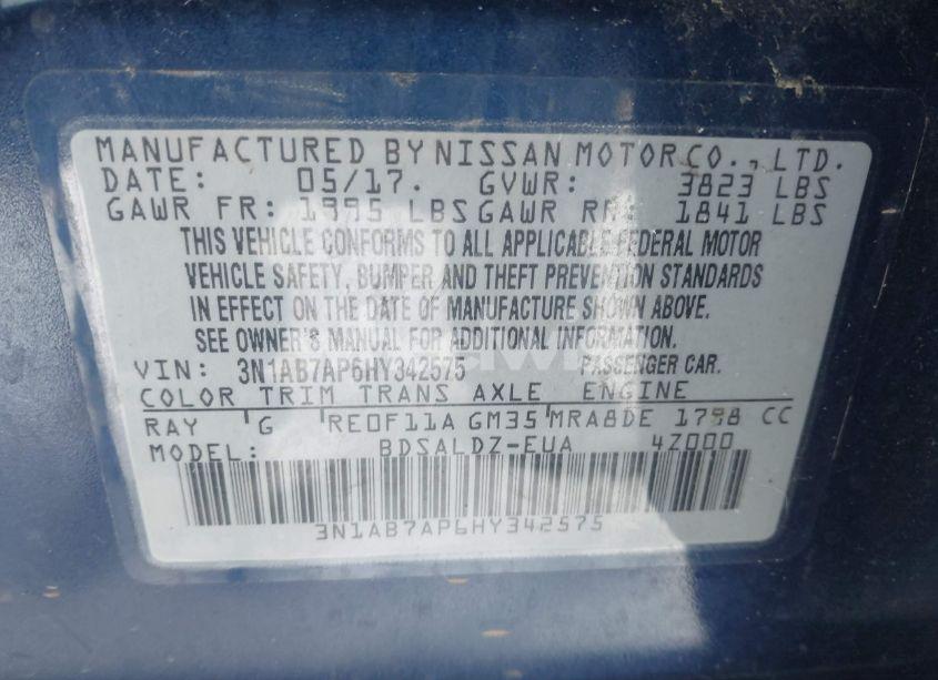 Photo 9 of 2017 Nissan Sentra SV (VIN 3N1AB7AP6HY342575)