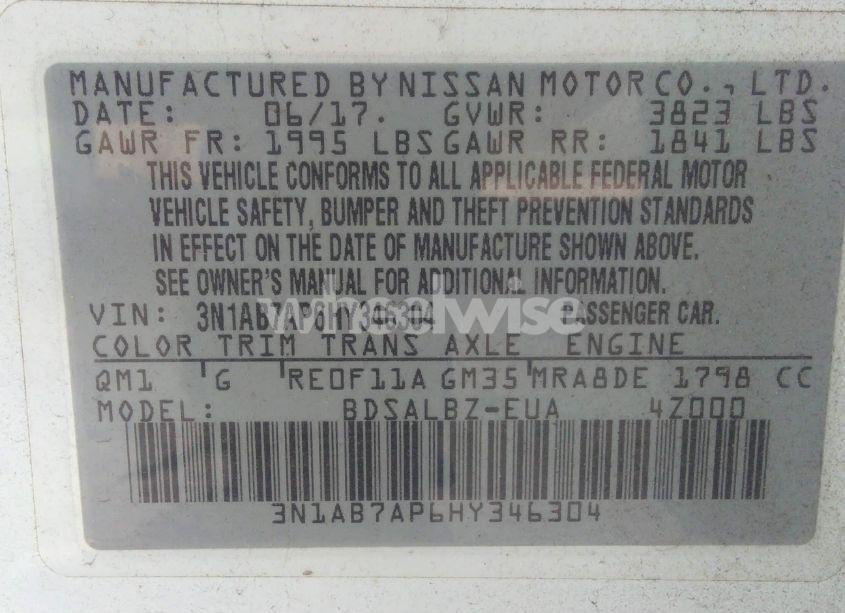 Photo 9 of 2017 Nissan Sentra S (VIN 3N1AB7AP6HY346304)