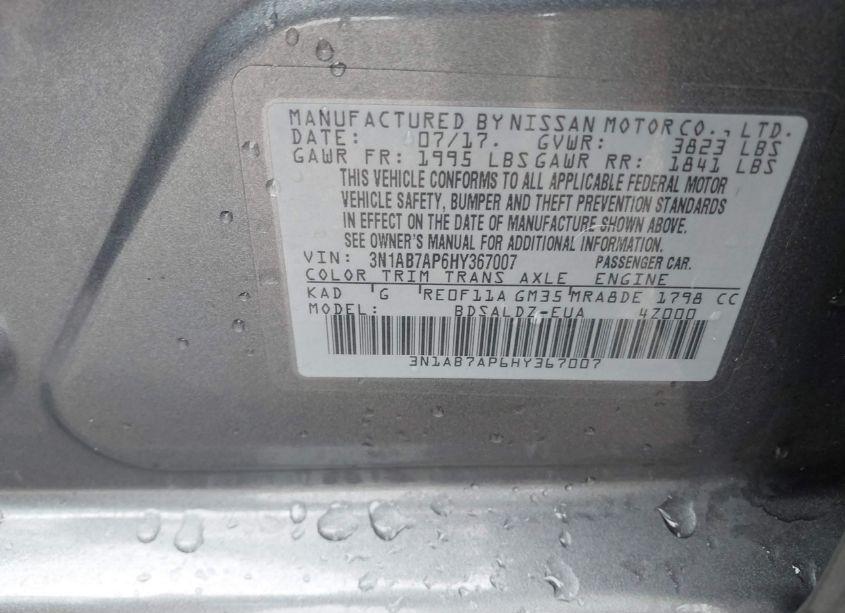 Photo 9 of 2017 Nissan Sentra SV (VIN 3N1AB7AP6HY367007)