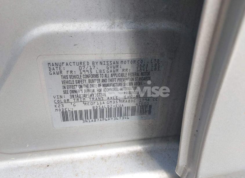 Photo 9 of 2017 Nissan Sentra SV (VIN 3N1AB7AP6HY367346)