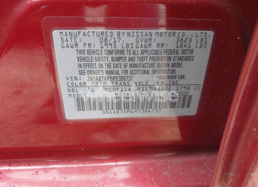 Photo 9 of 2017 Nissan Sentra SV (VIN 3N1AB7AP6HY386737)