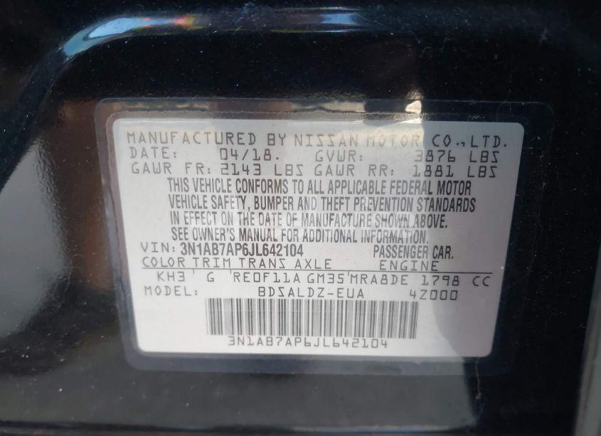 Photo 9 of 2018 Nissan Sentra SV (VIN 3N1AB7AP6JL642104)