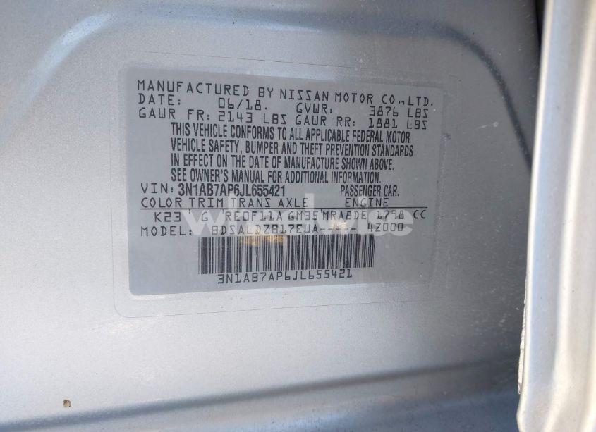 Photo 9 of 2018 Nissan Sentra SV (VIN 3N1AB7AP6JL655421)