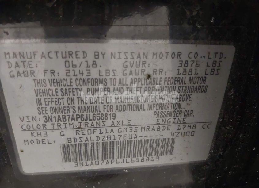 Photo 9 of 2018 Nissan Sentra SV (VIN 3N1AB7AP6JL658819)