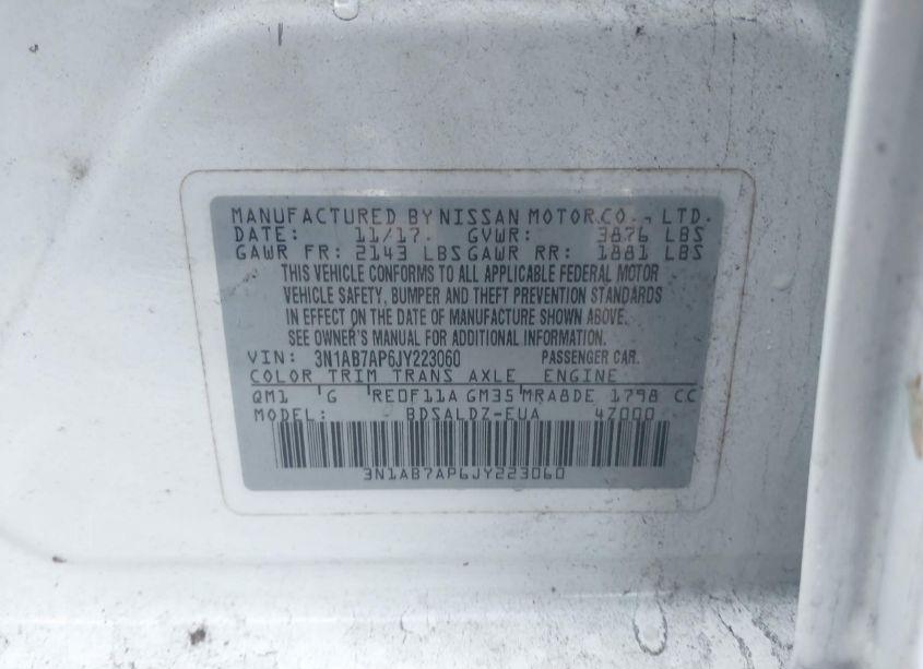 Photo 9 of 2018 Nissan Sentra SV (VIN 3N1AB7AP6JY223060)