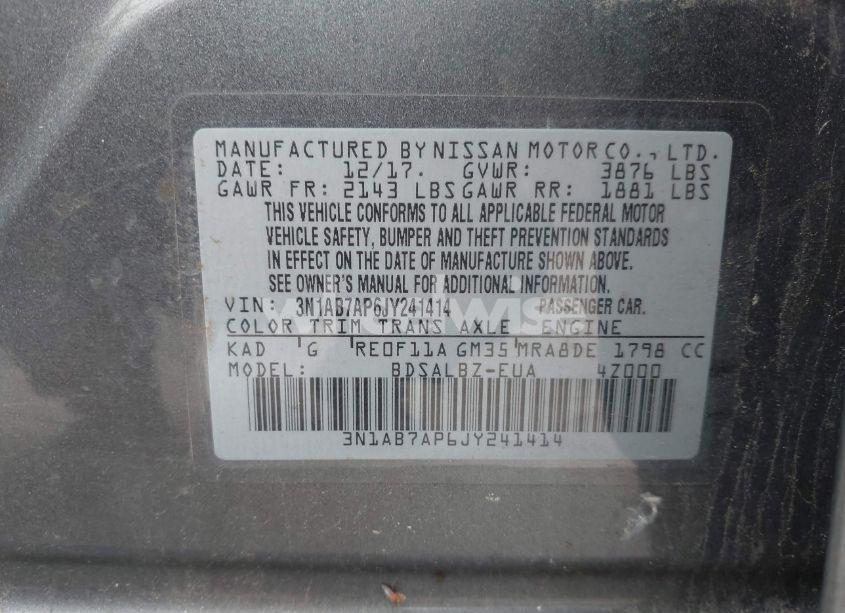 Photo 9 of 2018 Nissan Sentra S (VIN 3N1AB7AP6JY241414)