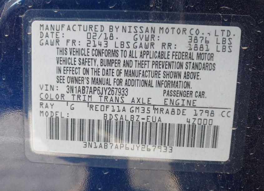 Photo 9 of 2018 Nissan Sentra S (VIN 3N1AB7AP6JY267933)