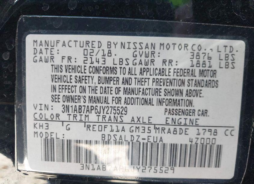 Photo 9 of 2018 Nissan Sentra SV (VIN 3N1AB7AP6JY275529)