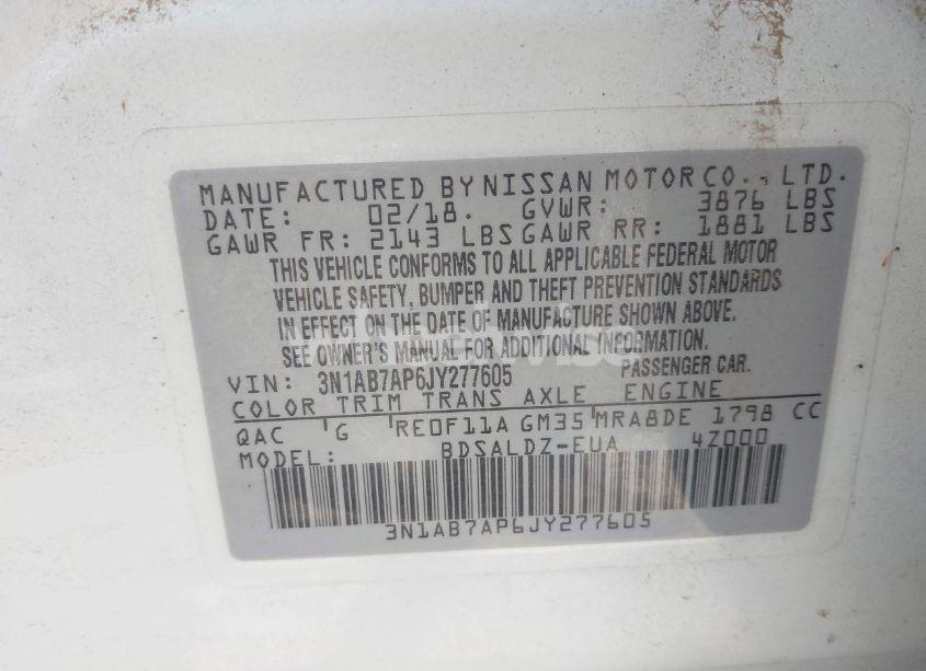 Photo 9 of 2018 Nissan Sentra SV (VIN 3N1AB7AP6JY277605)