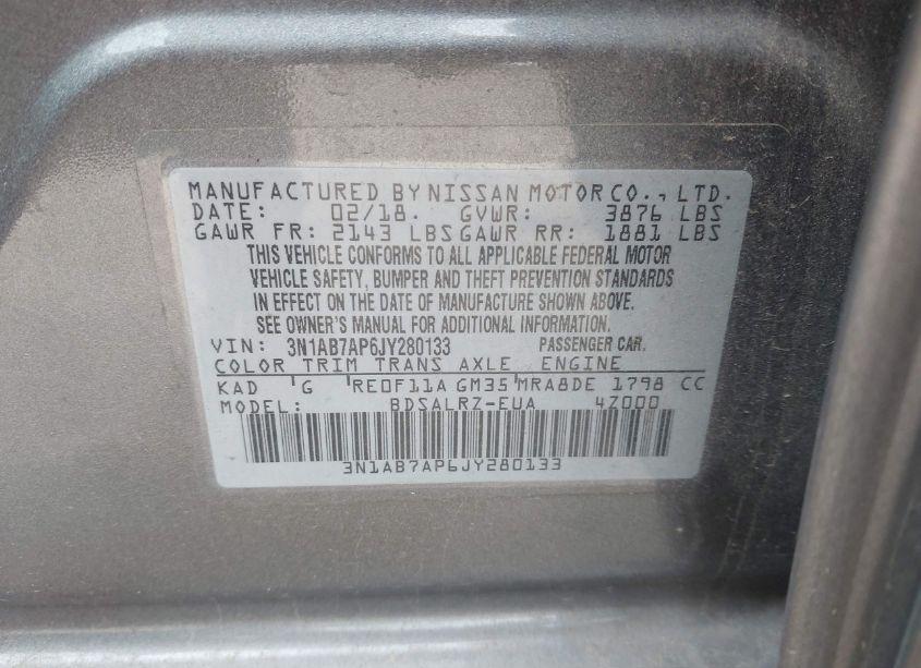 Photo 9 of 2018 Nissan Sentra SR (VIN 3N1AB7AP6JY280133)