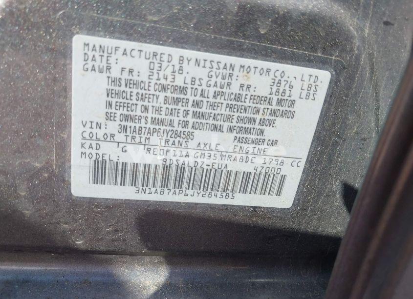 Photo 9 of 2018 Nissan Sentra SV (VIN 3N1AB7AP6JY284585)