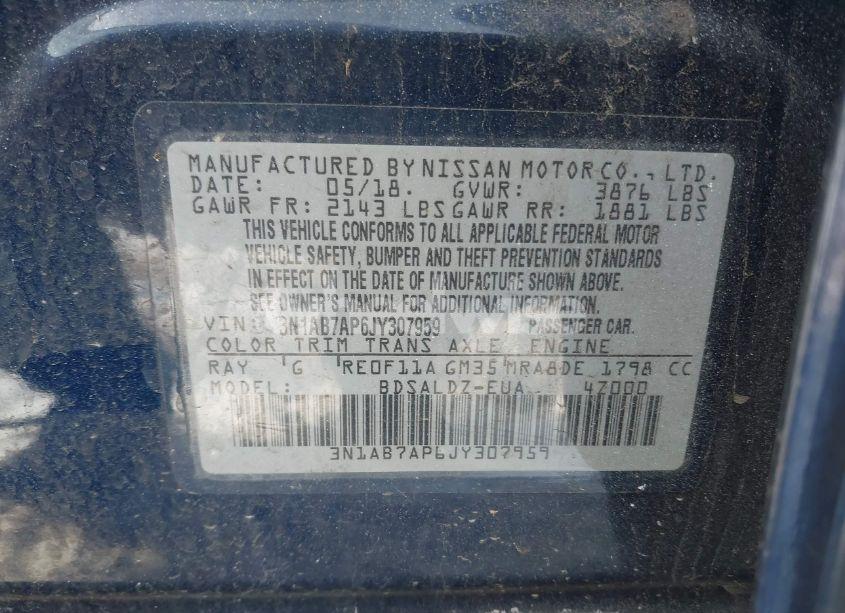 Photo 9 of 2018 Nissan Sentra SV (VIN 3N1AB7AP6JY307959)