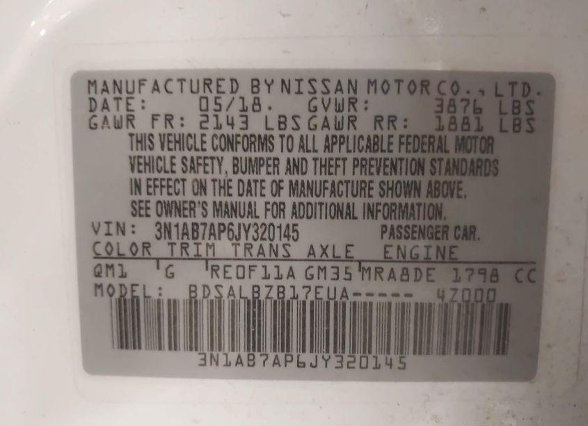 Photo 9 of 2018 Nissan Sentra S (VIN 3N1AB7AP6JY320145)