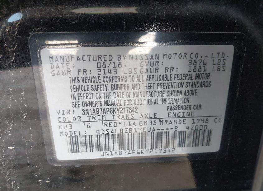 Photo 9 of 2019 Nissan Sentra S (VIN 3N1AB7AP6KY217342)