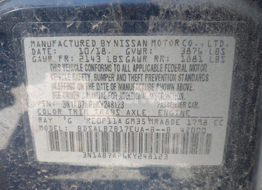 Photo 9 of 2019 Nissan Sentra S (VIN 3N1AB7AP6KY248123)