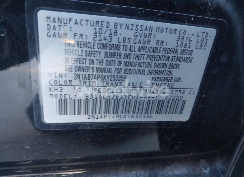 Photo 9 of 2019 Nissan Sentra SR (VIN 3N1AB7AP6KY250356)