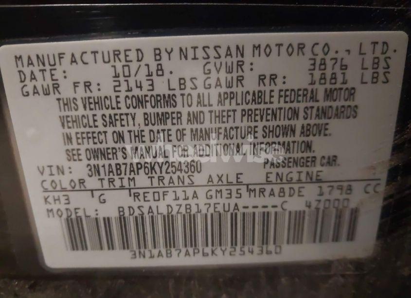 Photo 9 of 2019 Nissan Sentra SV (VIN 3N1AB7AP6KY254360)