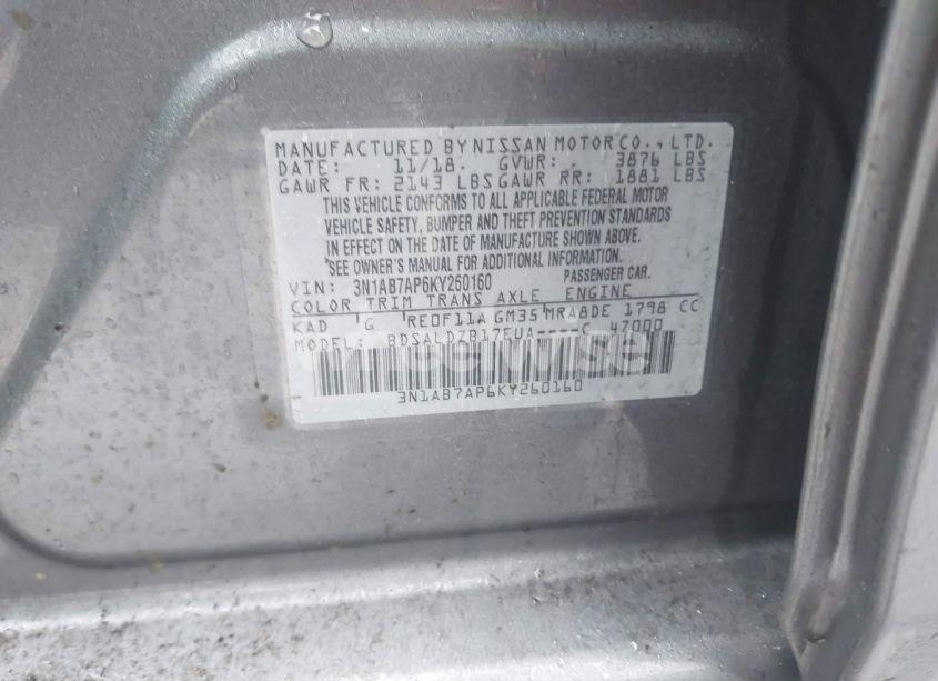 Photo 9 of 2019 Nissan Sentra SV (VIN 3N1AB7AP6KY260160)