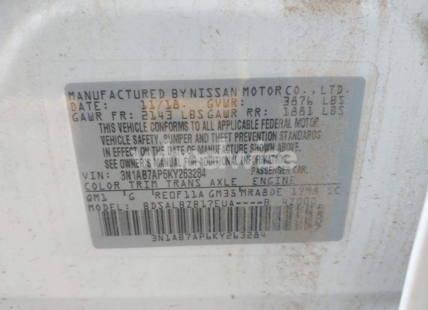 Photo 9 of 2019 Nissan Sentra S (VIN 3N1AB7AP6KY263284)