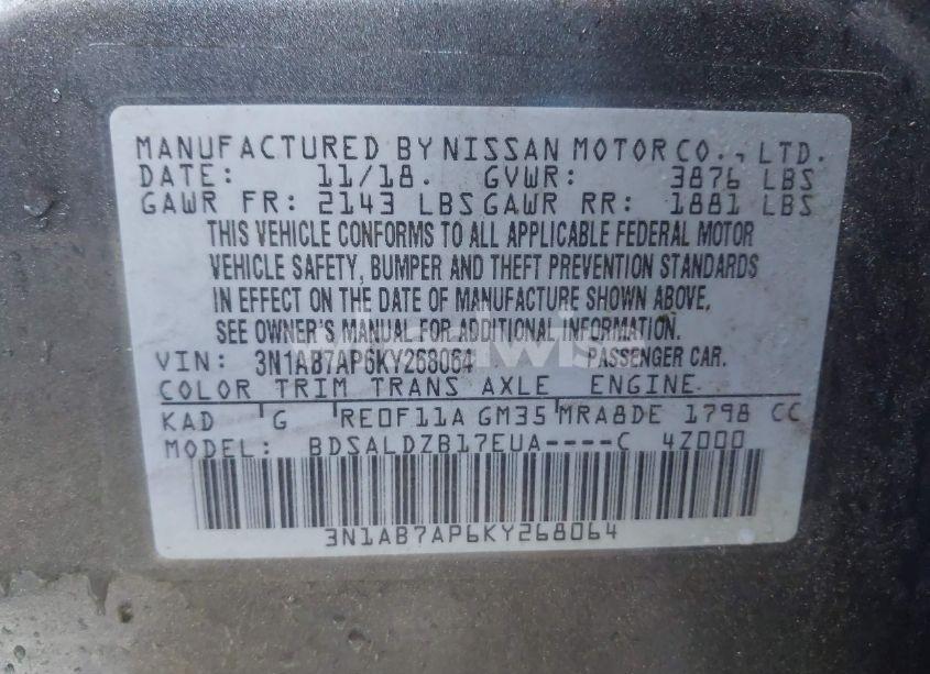 Photo 9 of 2019 Nissan Sentra SV (VIN 3N1AB7AP6KY268064)