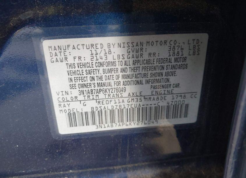 Photo 9 of 2019 Nissan Sentra SV (VIN 3N1AB7AP6KY276049)