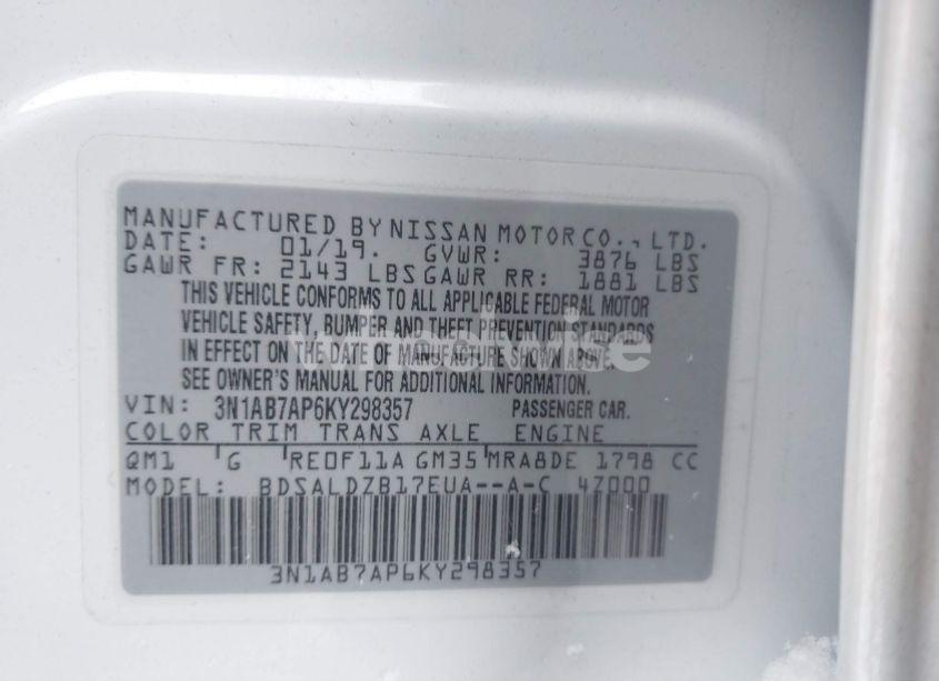 Photo 9 of 2019 Nissan Sentra SV (VIN 3N1AB7AP6KY298357)