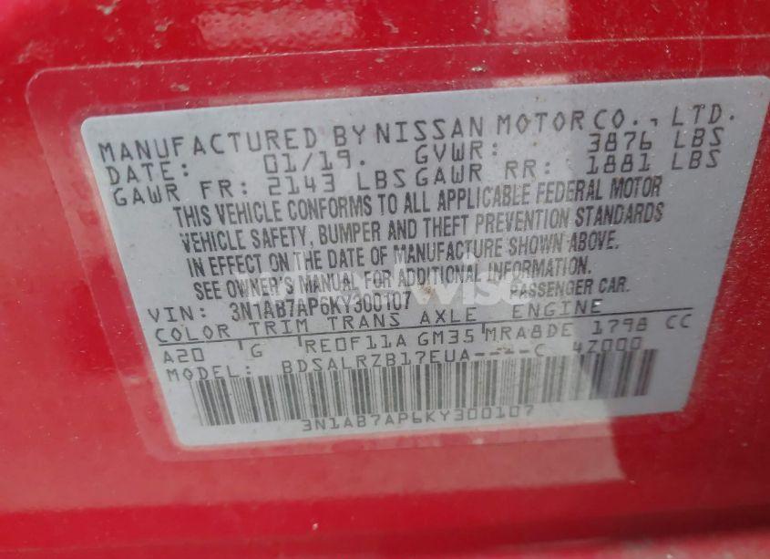 Photo 9 of 2019 Nissan Sentra SR (VIN 3N1AB7AP6KY300107)