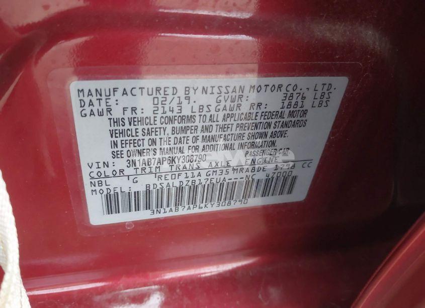 Photo 9 of 2019 Nissan Sentra SV (VIN 3N1AB7AP6KY308790)