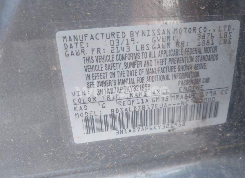 Photo 9 of 2019 Nissan Sentra SV (VIN 3N1AB7AP6KY321958)