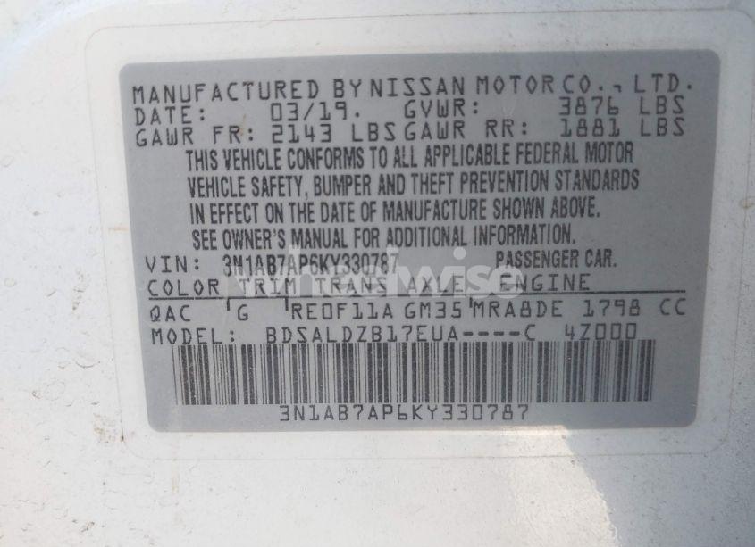 Photo 9 of 2019 Nissan Sentra SV (VIN 3N1AB7AP6KY330787)