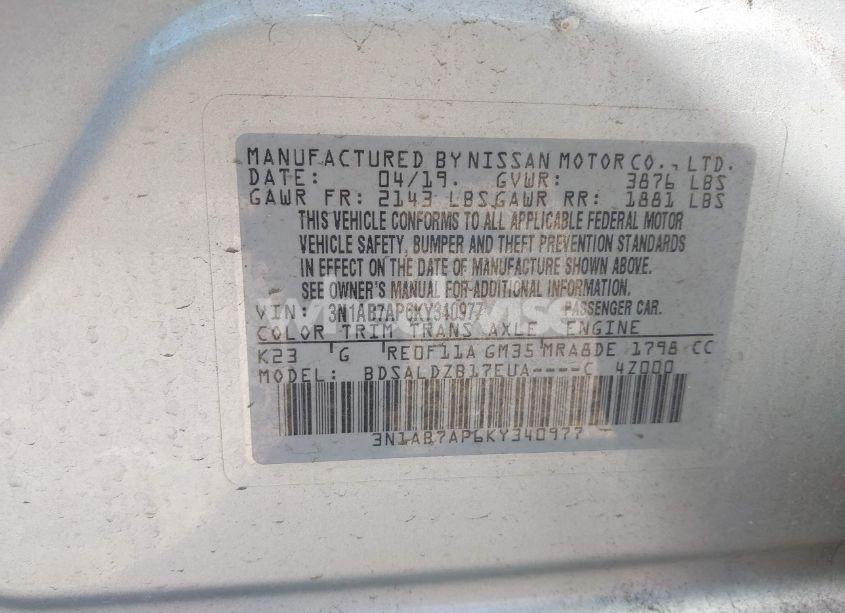 Photo 9 of 2019 Nissan Sentra SV (VIN 3N1AB7AP6KY340977)