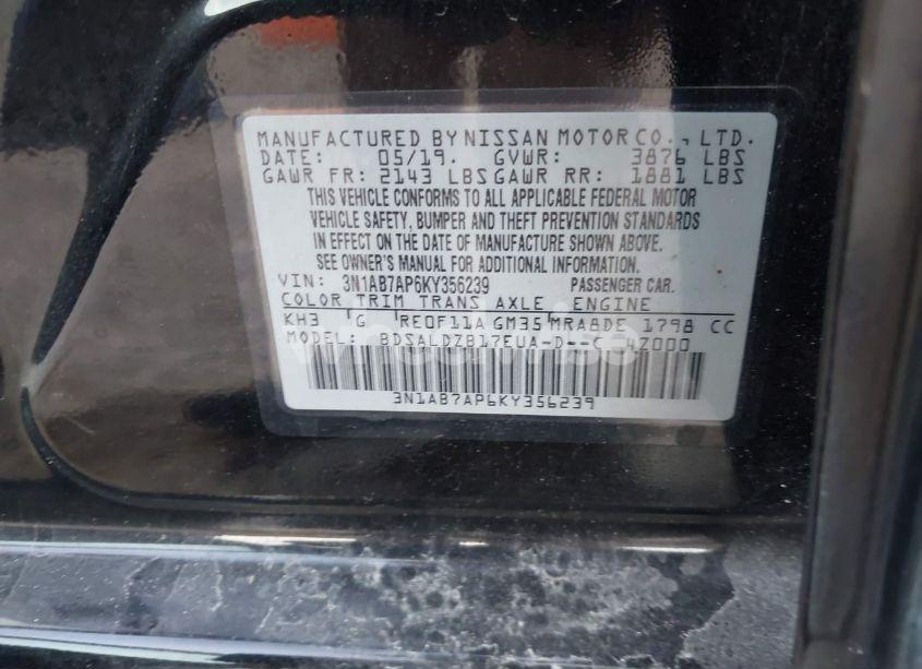 Photo 9 of 2019 Nissan Sentra SV (VIN 3N1AB7AP6KY356239)