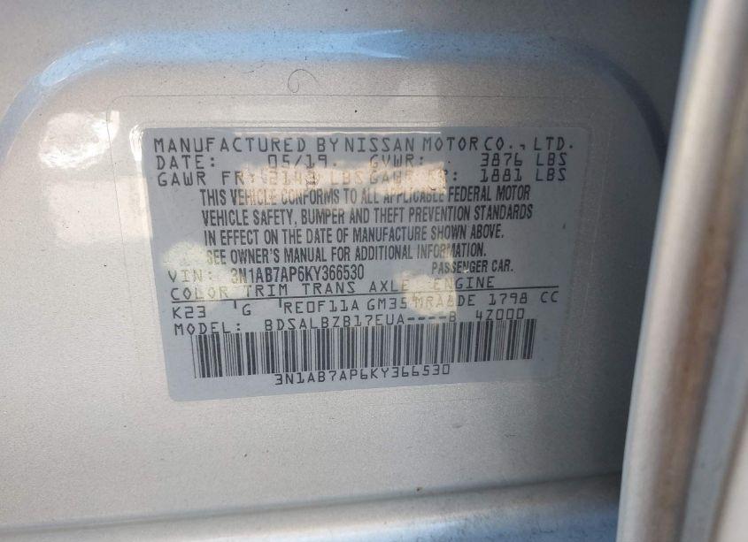 Photo 9 of 2019 Nissan Sentra S (VIN 3N1AB7AP6KY366530)