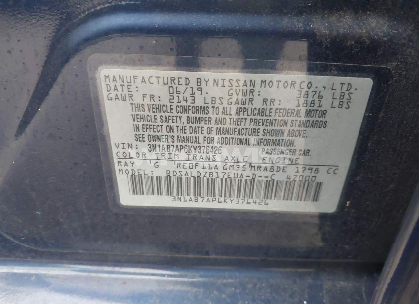 Photo 9 of 2019 Nissan Sentra SV (VIN 3N1AB7AP6KY376426)